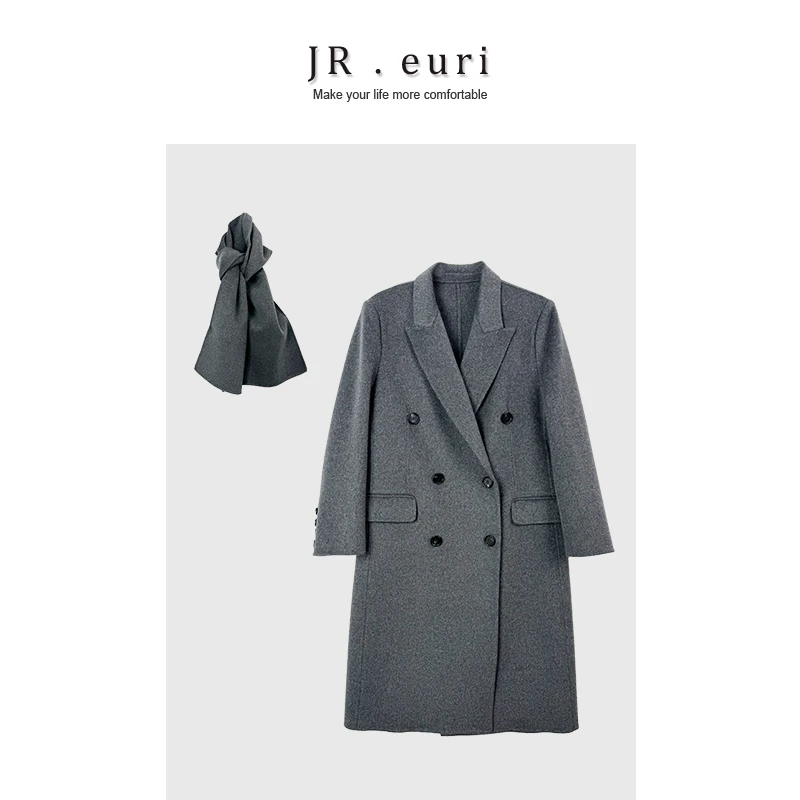 【100绵羊毛】冬季经典气质时尚长款双面呢大衣-MY4251
