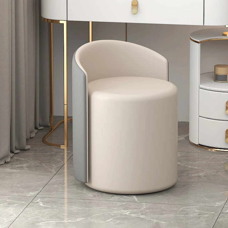 GL轻奢风高级化妆凳女生卧室梳妆台椅子现代简约美甲顾客靠背圆凳