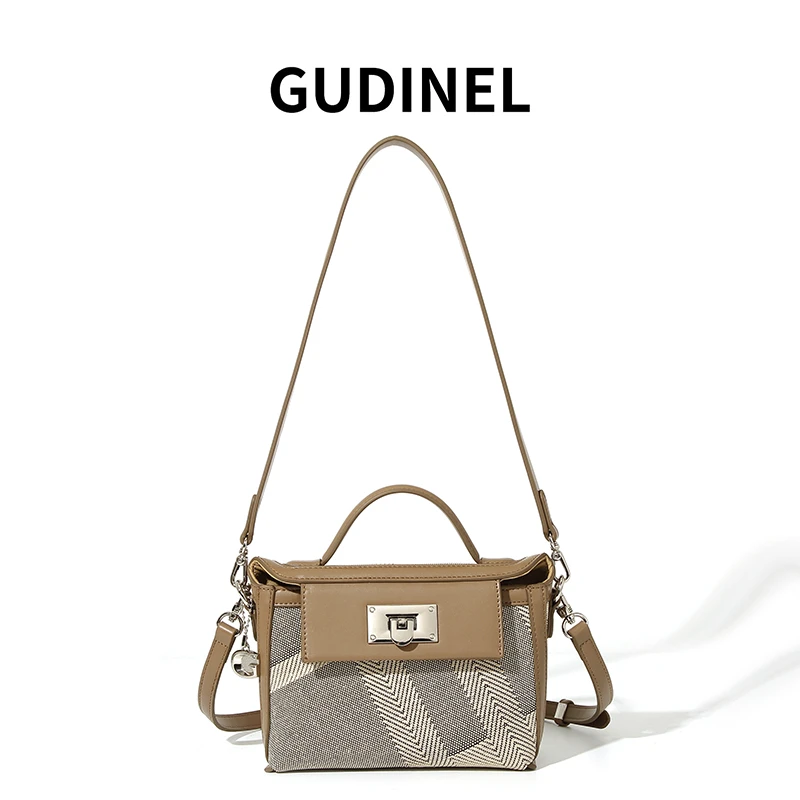 爆款2024新款时尚经典复古轻奢百搭单肩斜挎手提包6763卡其色