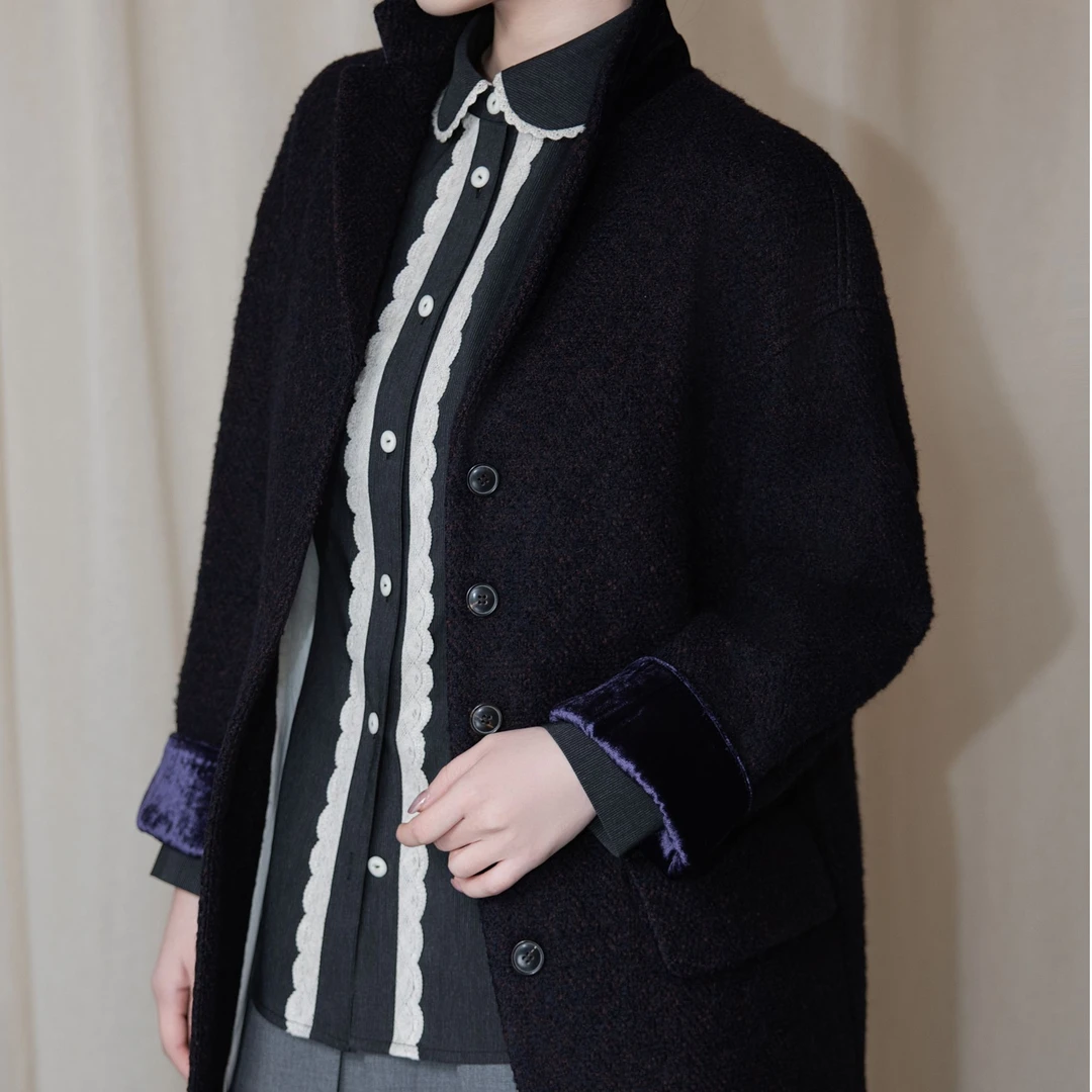 【EMPRESS/恩比麗蕬】冬季中长款大衣外套羊毛加厚休闲时尚设计感