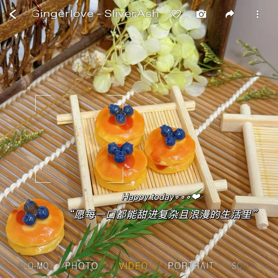 【团总定制 淋酱蓝莓松饼】树脂配件