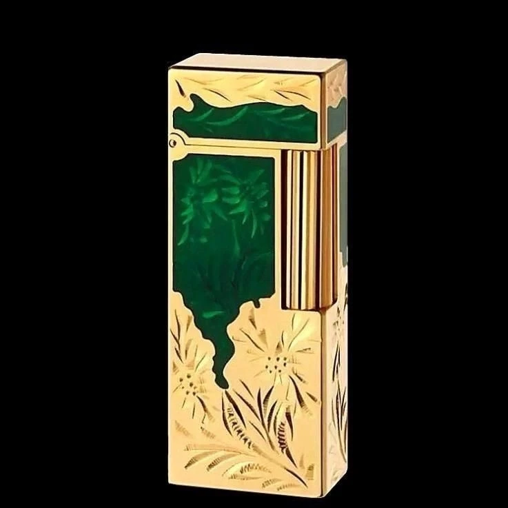 克雷斯打火机纯铜镀金个性手工雕花分度幸运草