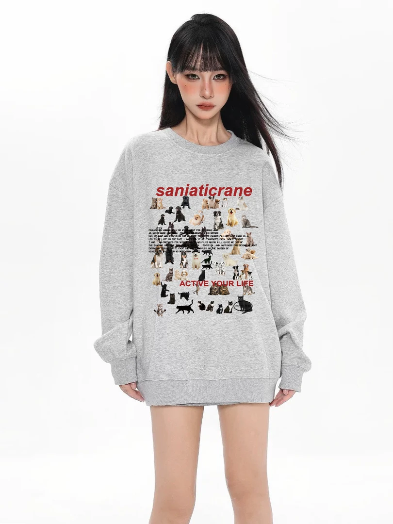 宠物乐园180斤-270斤纯棉大码圆领卫衣秋冬潮流套头休闲宽松卫衣