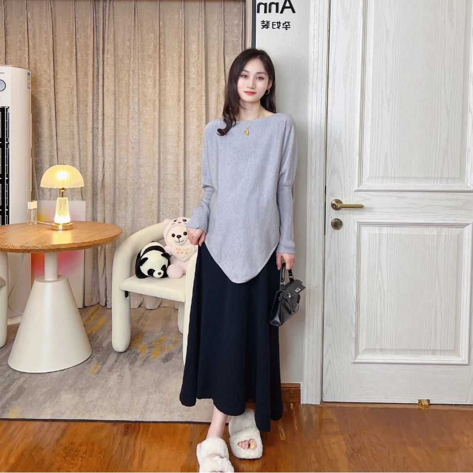 Ann&tens【简单爱】秋季雅丹风孕妇套装设计感孕妇上衣黑色显瘦半裙