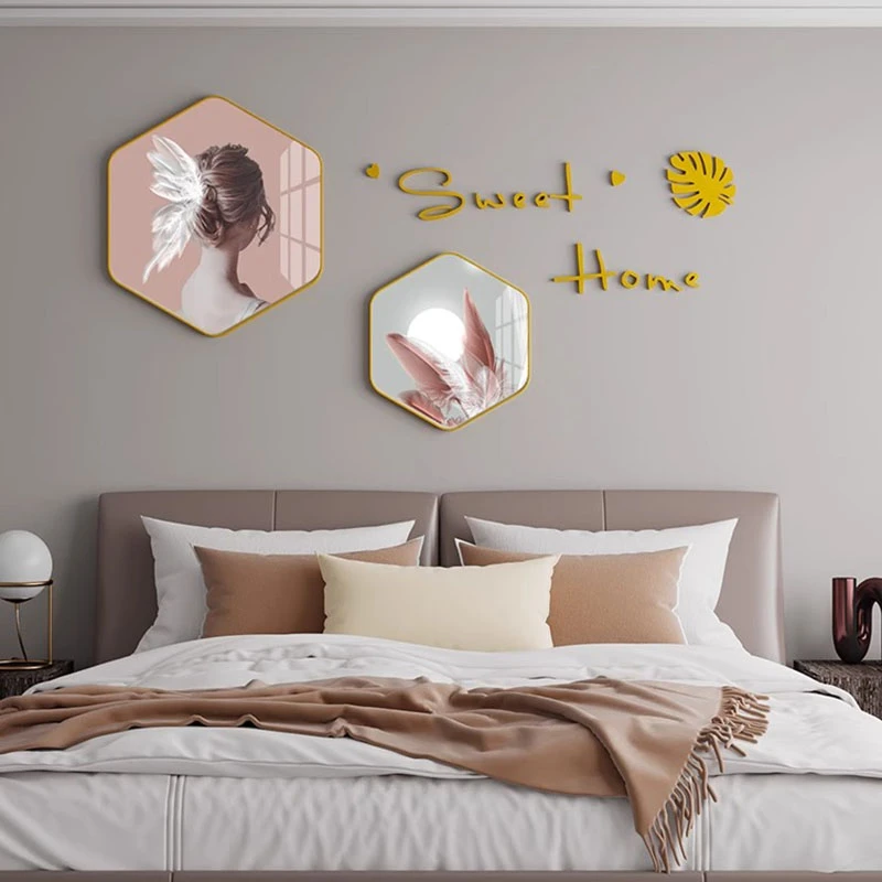 床头墙面装饰画现代简约主卧卧室双联挂画北欧人物房间背景墙壁画