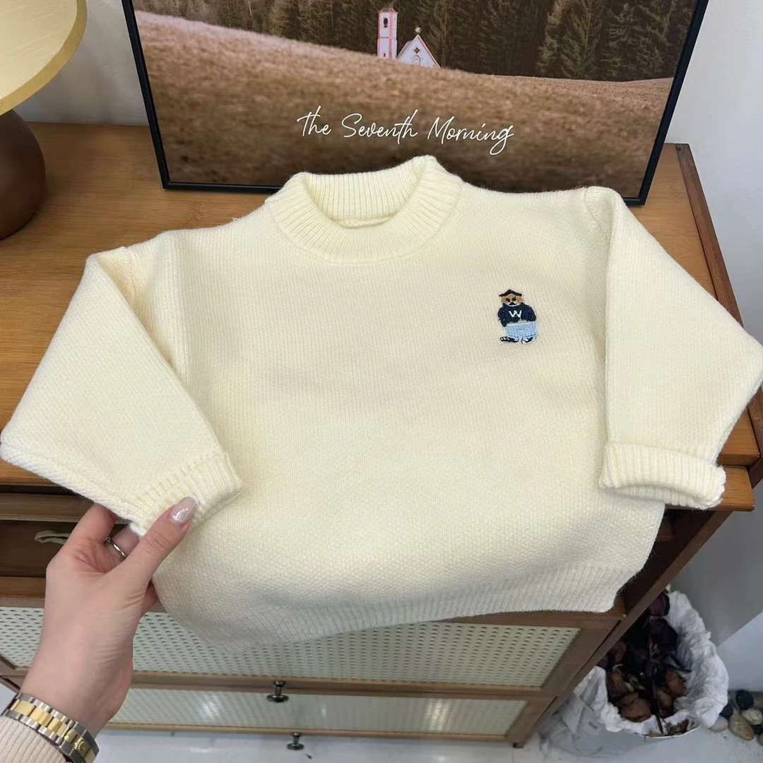 [香蕉计划现货】儿童新款针织套头毛衣韩版时尚刺绣小熊宝宝