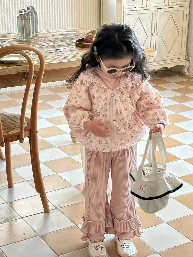 花小朵童装中大童蕾丝韩版洋气春季儿童碎花长袖秋款休闲甜美