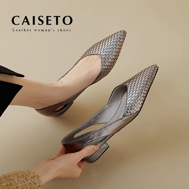 2025年秋季新款绝美后空尖头名媛高跟鞋女法式细跟单鞋不累脚裸色