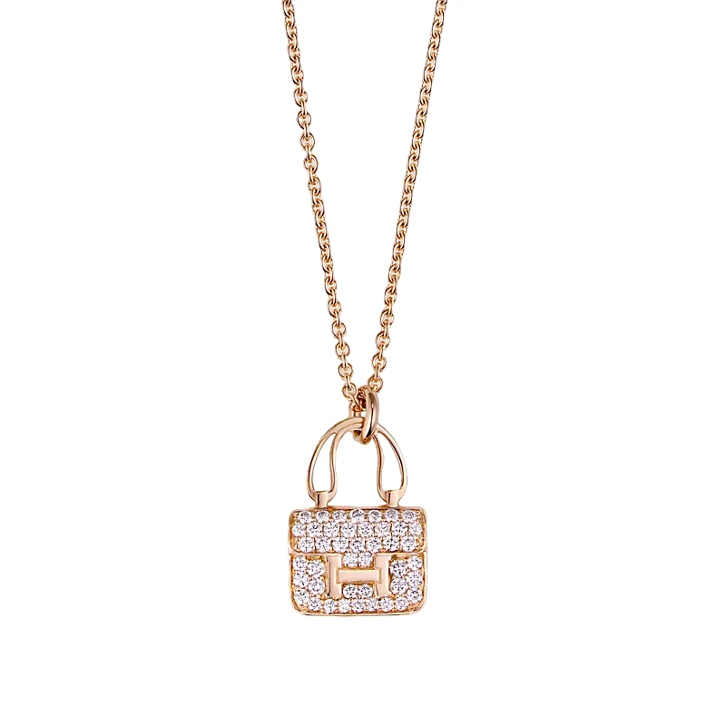 99新 Hermes/爱马仕 AmulettesConstance项链康康包玫瑰金项链