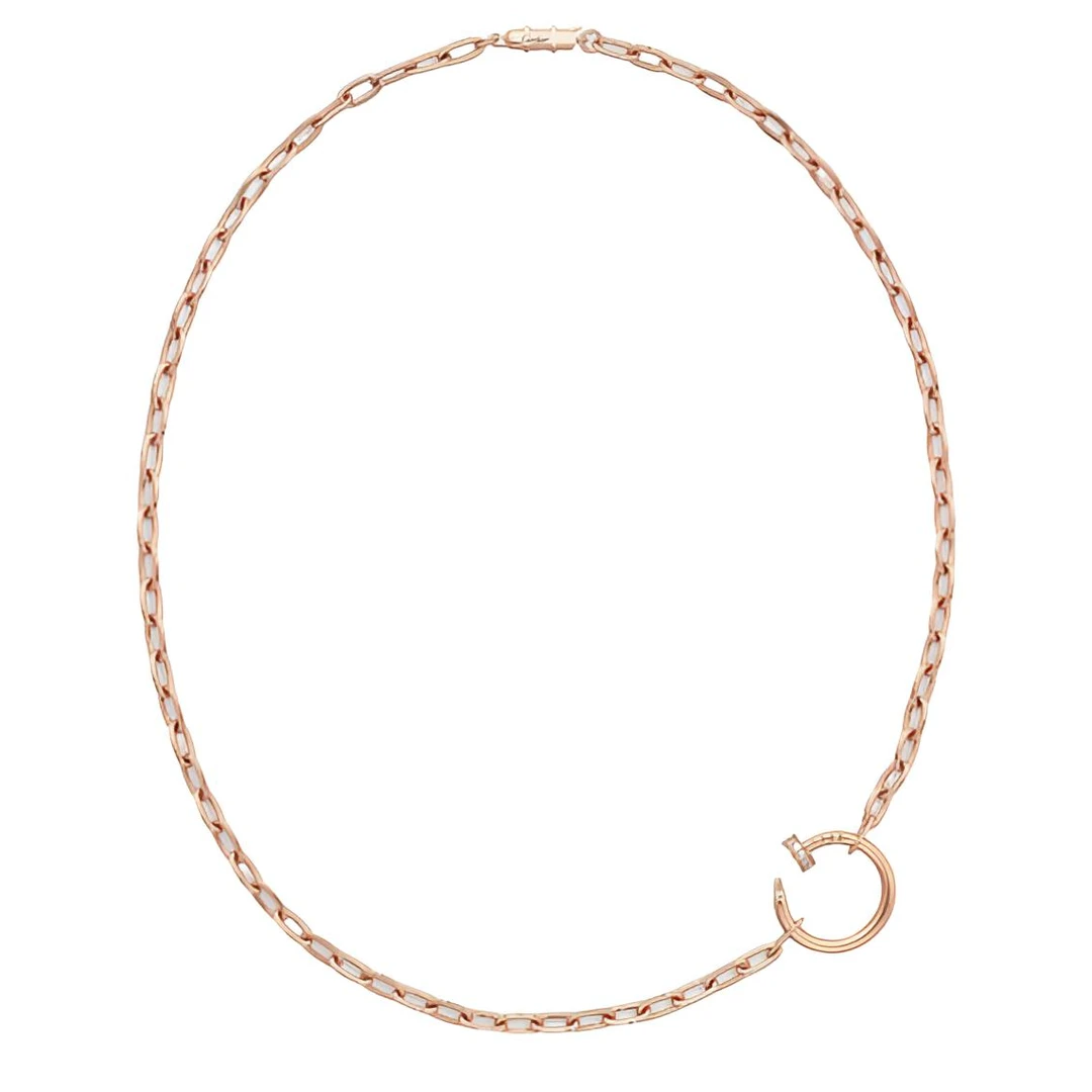 99新 Cartier/卡地亚  玫瑰金斯巴达链钉子头尾钻项链