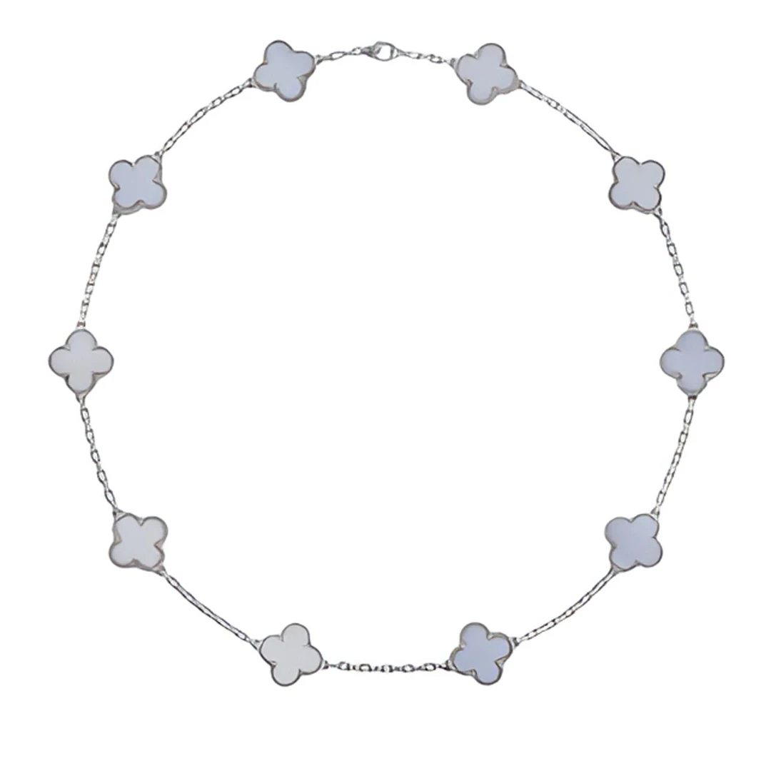 99新 梵克雅宝 四叶草项链vca白金紫玉髓十花四叶草项链