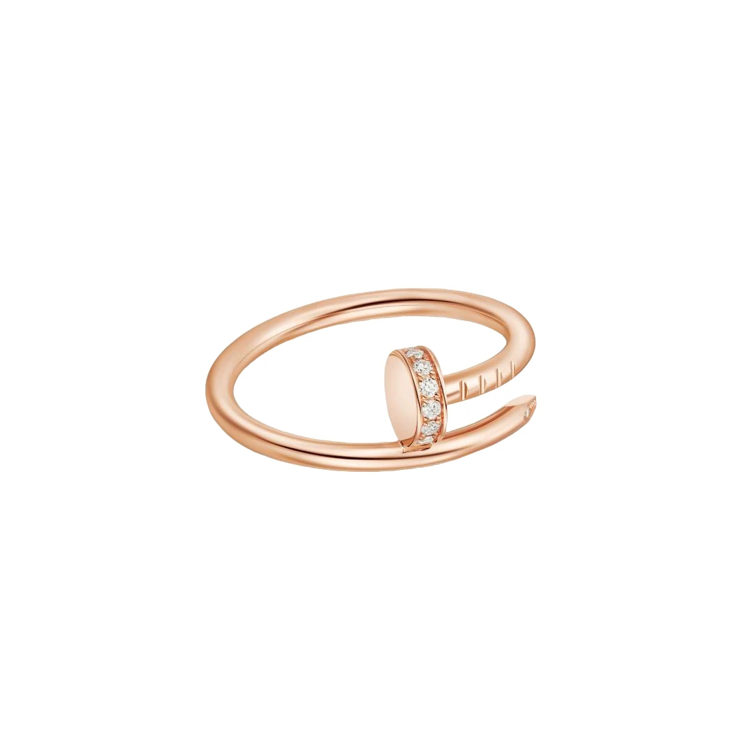 99新 Cartier/卡地亚 钉子系列经典宽版头尾钻钉子戒指18K玫瑰金