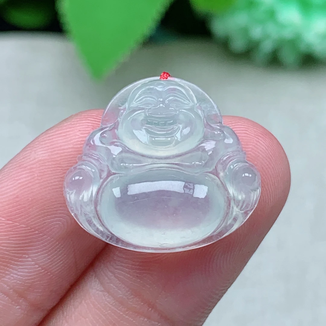 缅甸天然翡翠A货20-22.4-5.8玉石冰种白冰小佛公吊坠礼物冰透起光