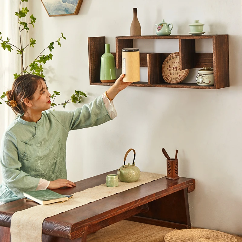 【粉丝专属】茶室多宝阁紫砂壶摆放架实木中式茶杯架子茶具收纳架子