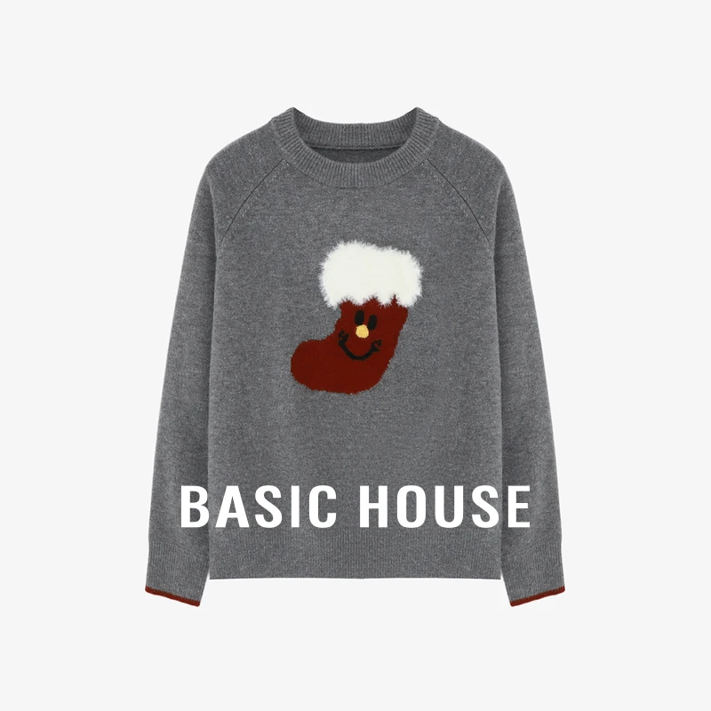 Basic House/百家好秋冬休闲时尚长袖打底圆领毛衣-B06245A6182