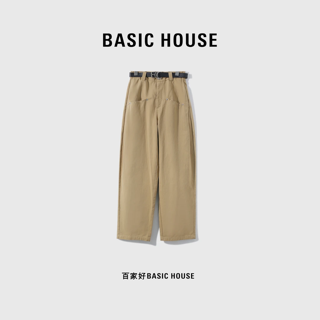 Basic House/百家好K高腰阔腿复古垂感百搭休闲长裤B0623B56912