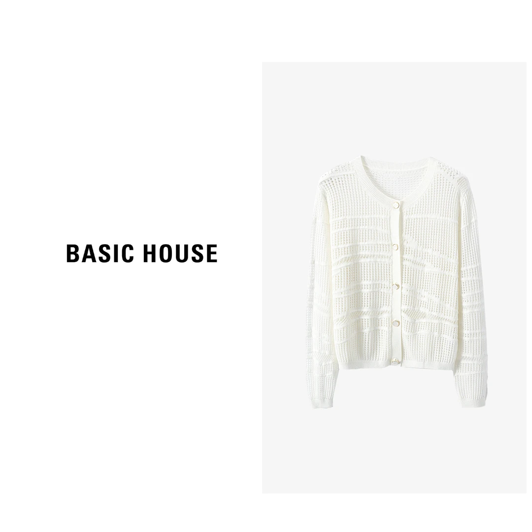 Basic House/X百家好秋季气质时尚镂空针织外搭开衫B0633B5O022