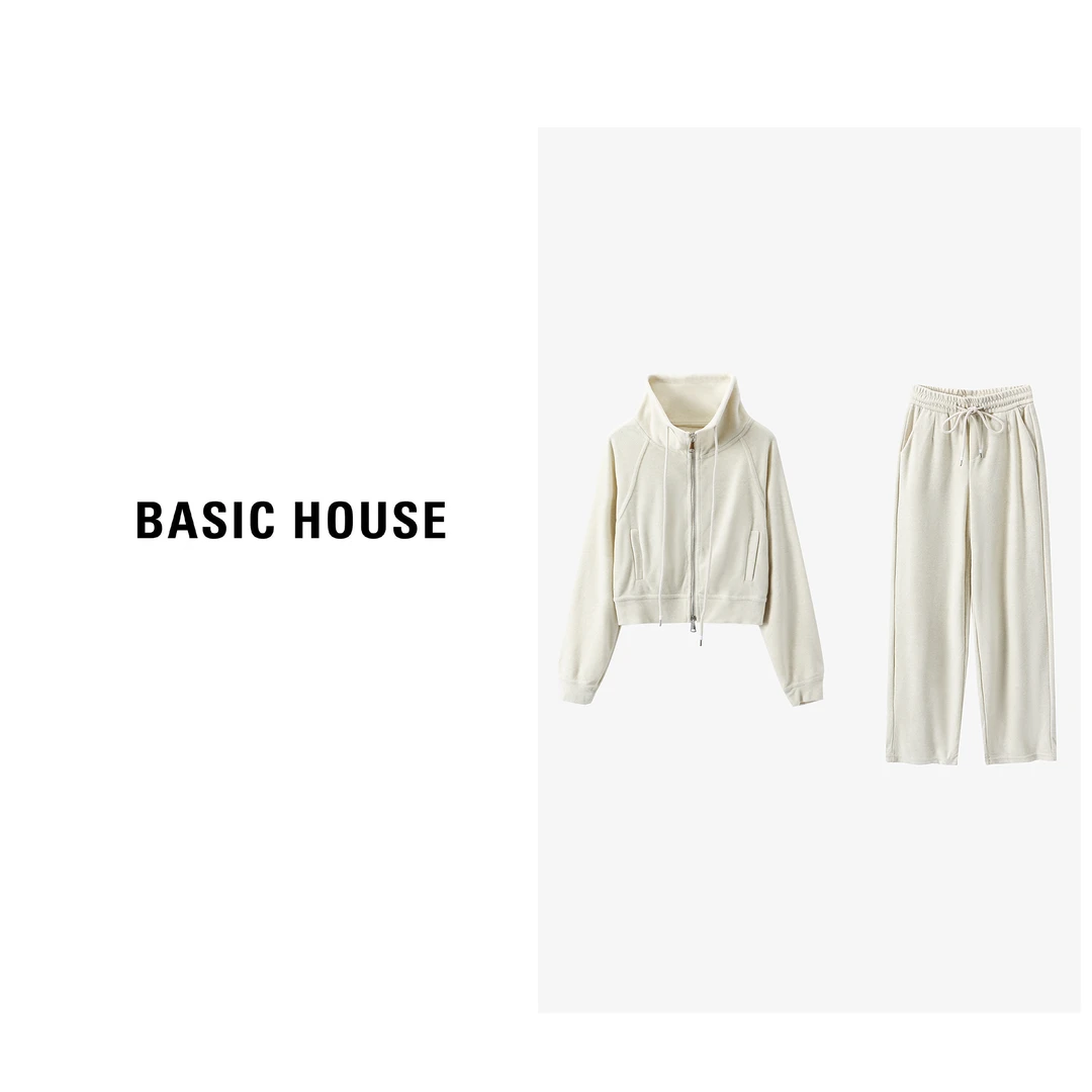 Basic House/百家好2023秋季新款立领运动风休闲套装B0633B5W062