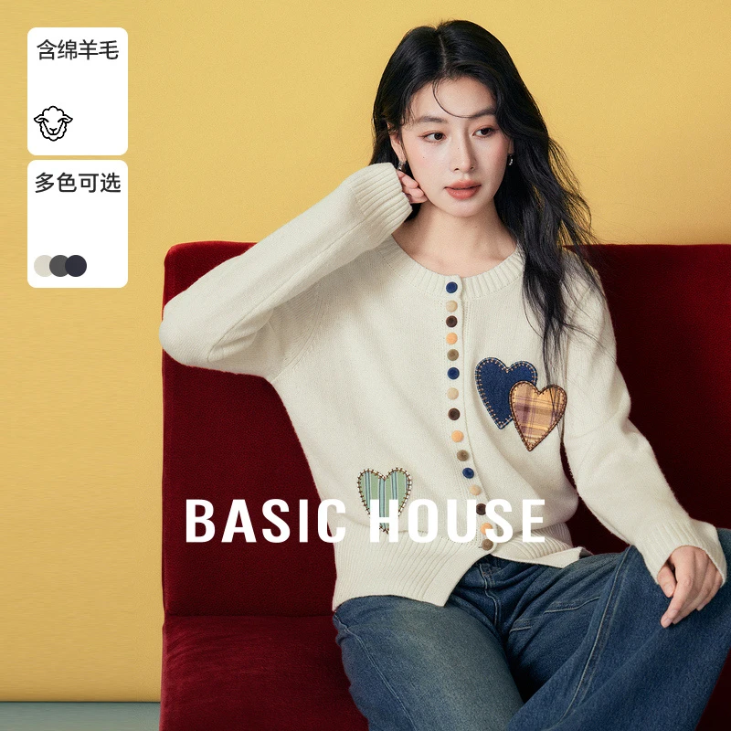 Basic House/百家好春季提花气质通勤女装开衫-B06245A8462