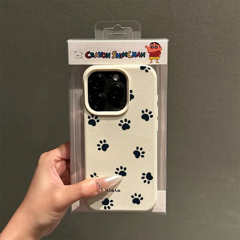 壳小智满屏狗狗爪荔枝纹适用iPhone16/15/14苹果13promax手机壳12