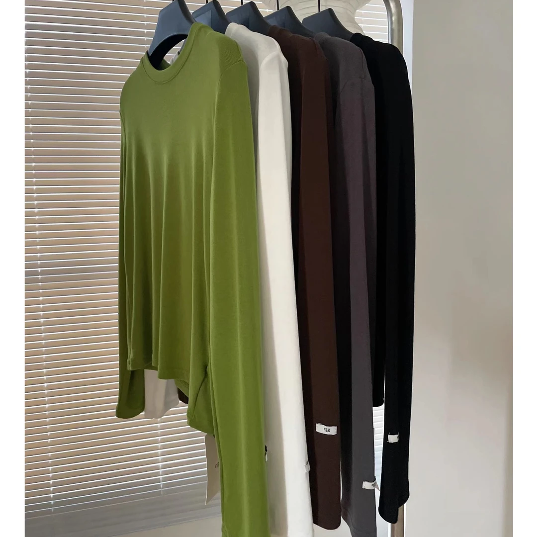 现货egg. 韩代 2024秋季新款 高弹力毛绒棉打底长袖T恤C