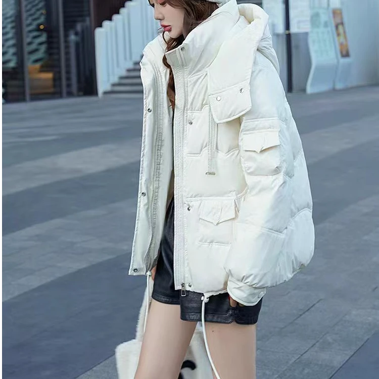 6619【衣长58】连帽棉服短外套女冬季面包服洋气独特别致超好看加厚