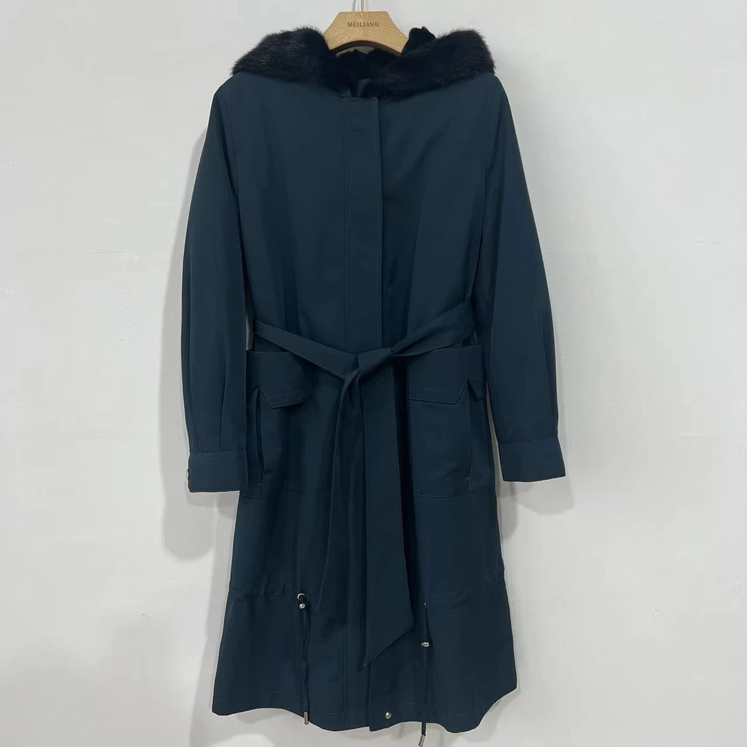 新款冬季尼克服女长款派克服大衣加绒加厚外套