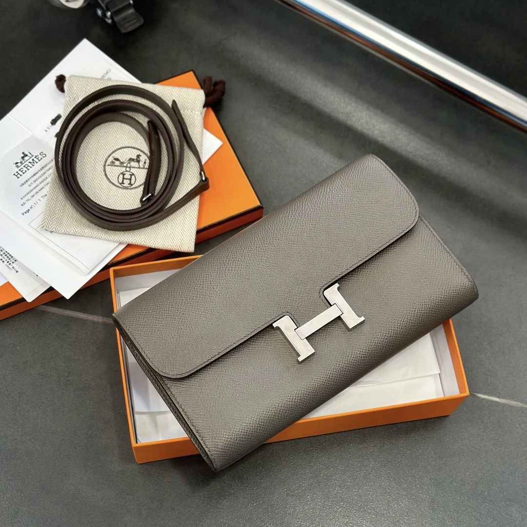 95新 Hermes/爱马仕 Hermes constance 康康to go锡器灰epsom Y刻