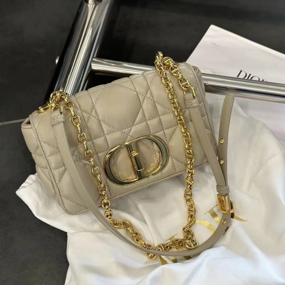 95新 DIOR/迪奥 Dior caro 奶茶金小号 单肩斜挎包
