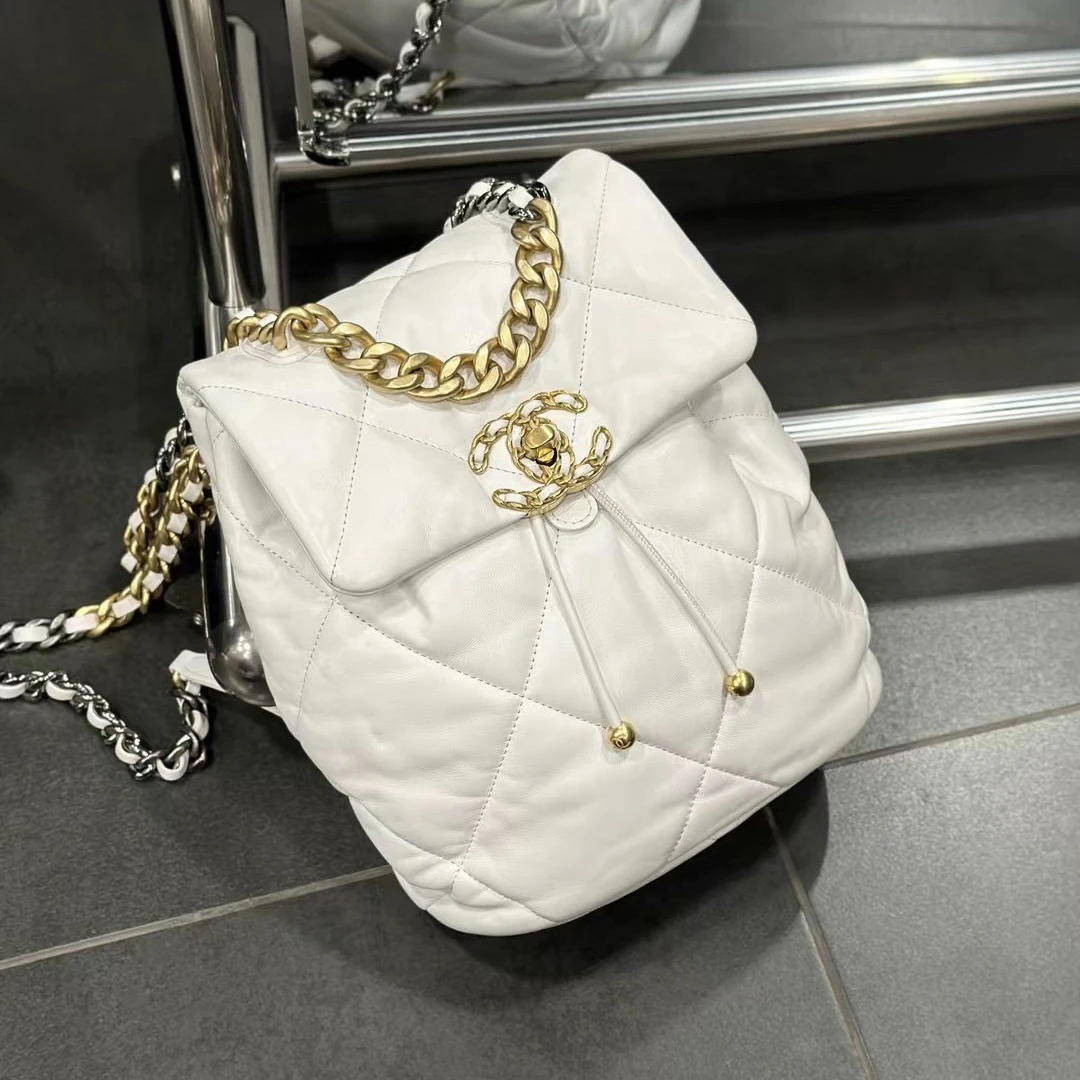 95新 Chanel/香奈儿 Chanel 19bag 白金双肩包