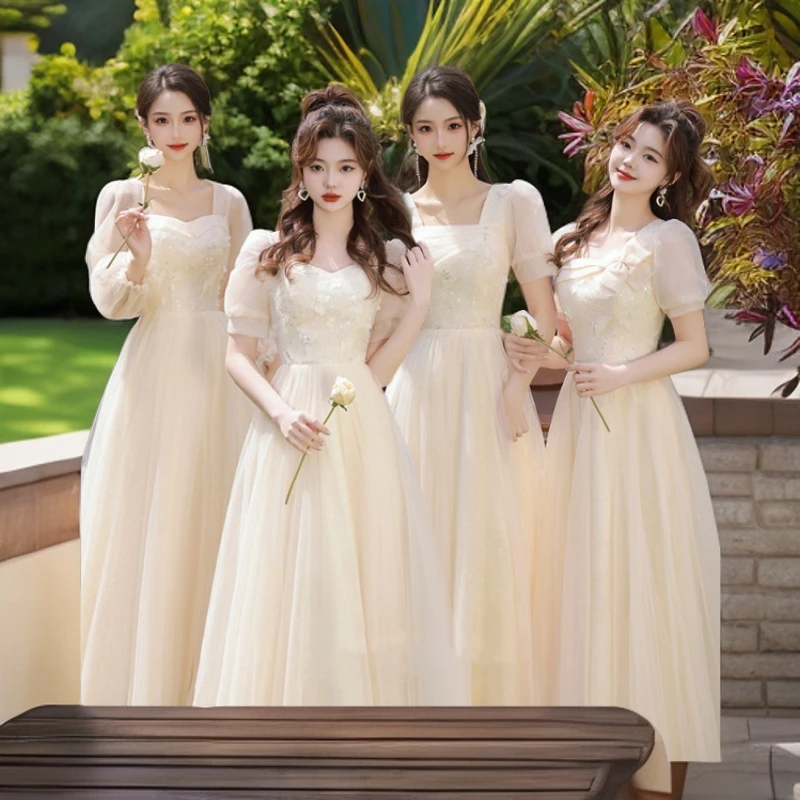 伴娘服香槟色秋成人礼姐妹团显瘦网红老钱风松弛感女装订婚礼服女