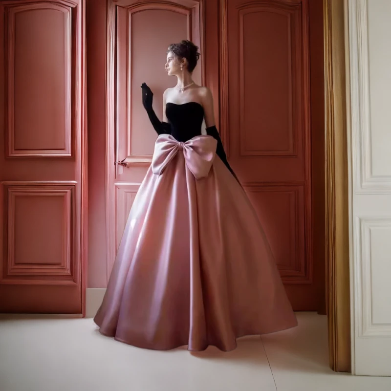 晚礼服裙高端轻奢小众法式高级感粉色订婚宴会新娘生日成人婚纱