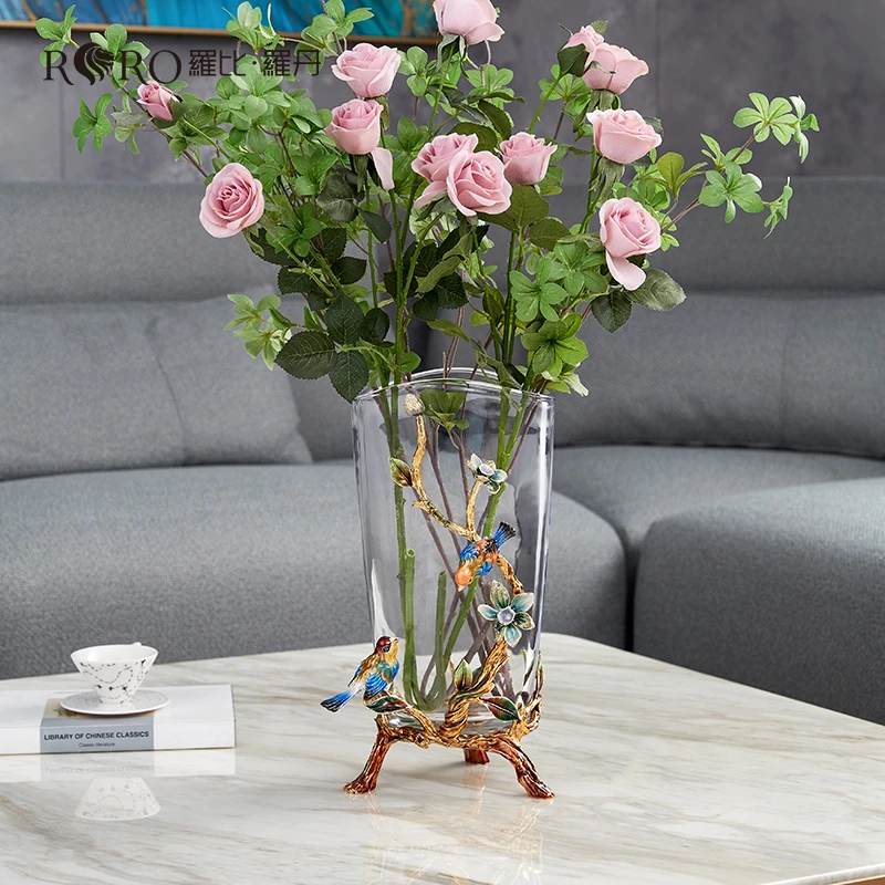 RORO/罗比罗丹《雅致》花瓶珐琅彩工艺玻璃摆件家居饰品乔迁礼物