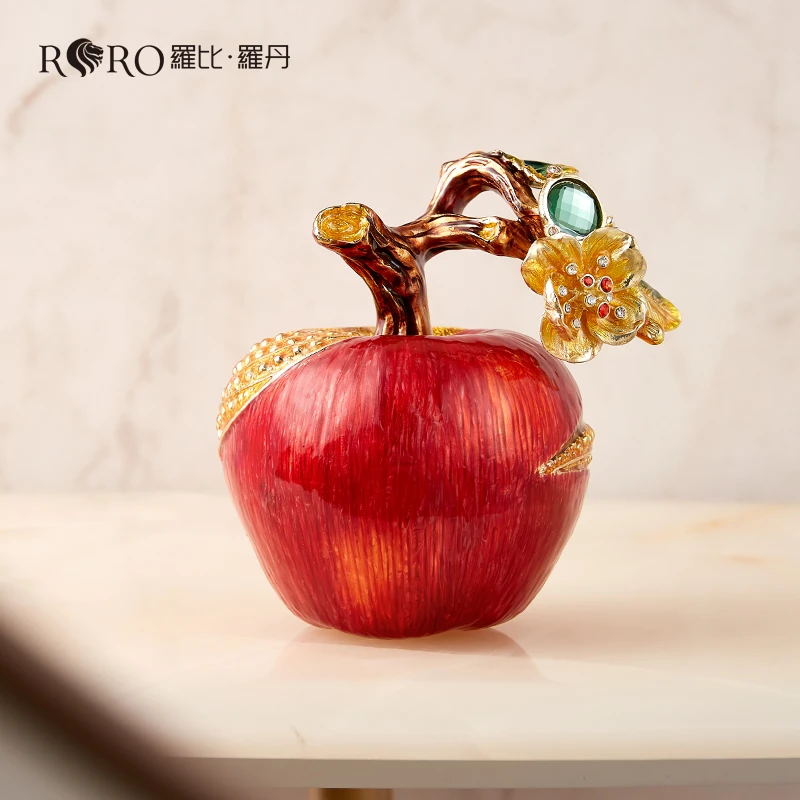 罗比罗丹《平安喜乐》A摆件创意珐琅彩中式苹果摆件轻奢家居饰品