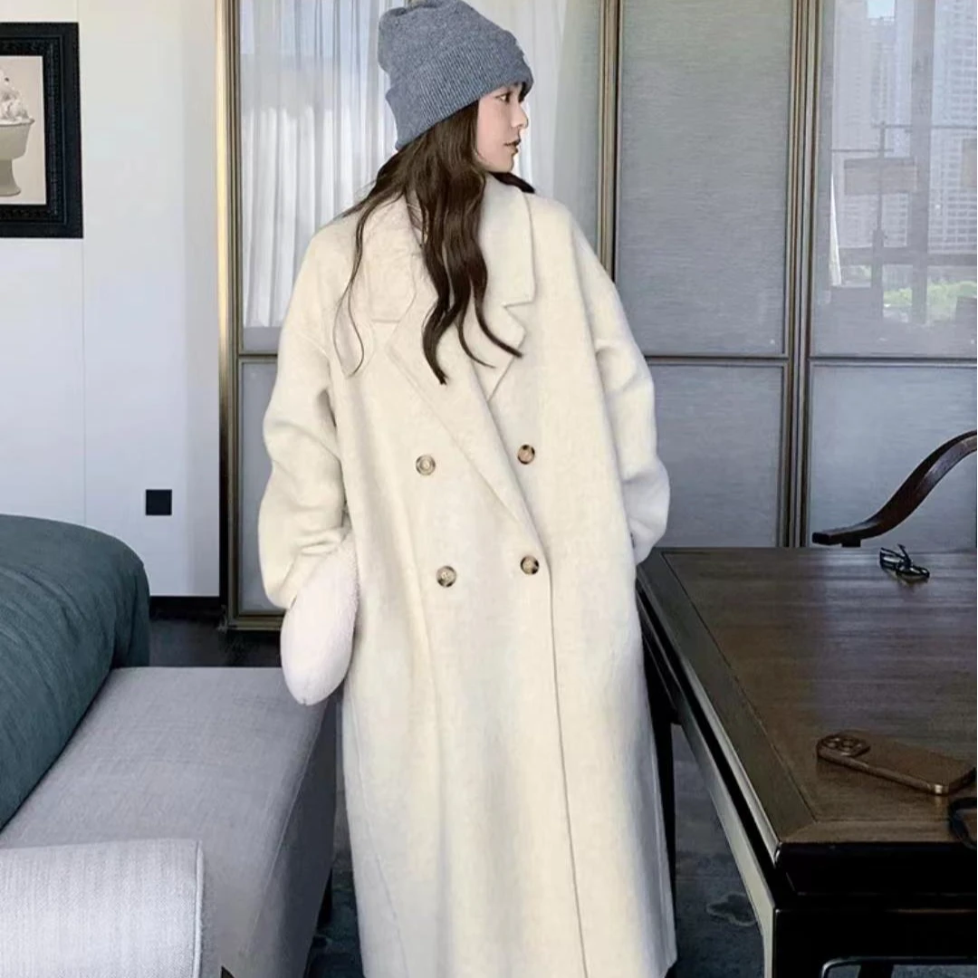 起司.经典百搭休闲长毛四粒扣羊毛大衣8302