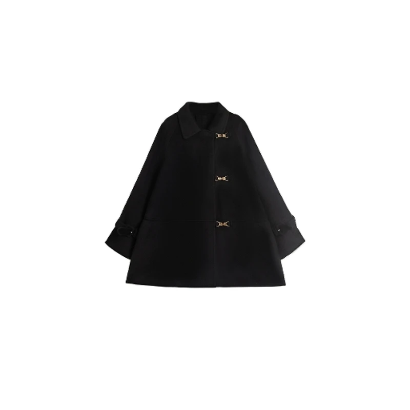 豆豆专属【苏黎世2.0】24秋冬新款中长款赫本风双面毛呢外套915