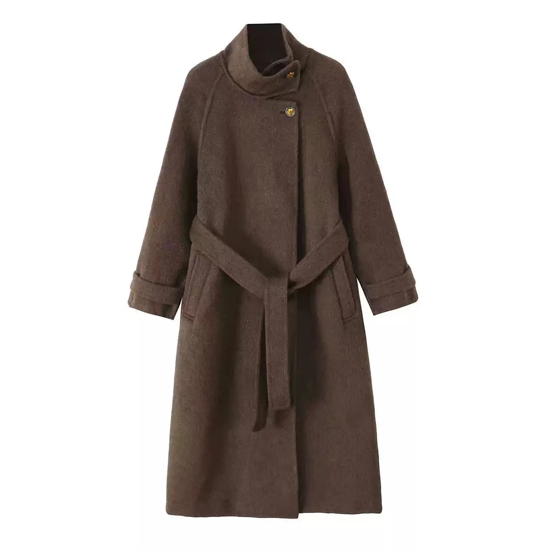 【龙姐专属】大衣女秋冬季高端气质收腰显瘦中长款毛呢外套9802