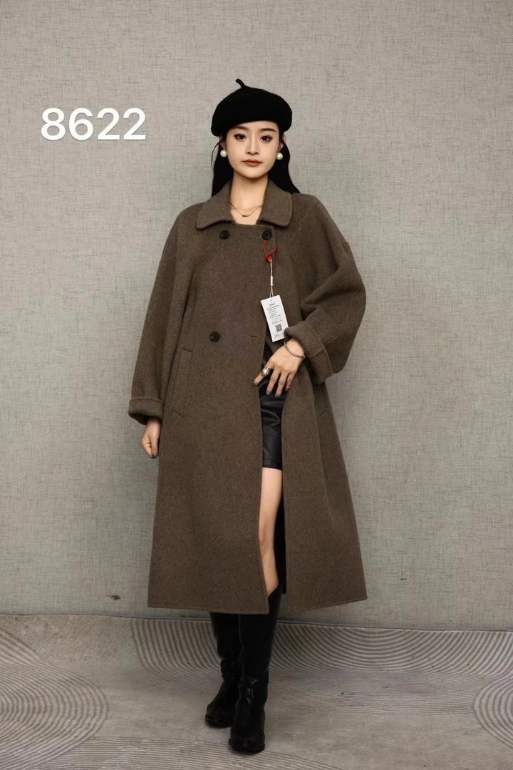 【Yuki】秋冬新款韩版复古高级感双面毛呢大衣女显瘦毛呢外套8622
