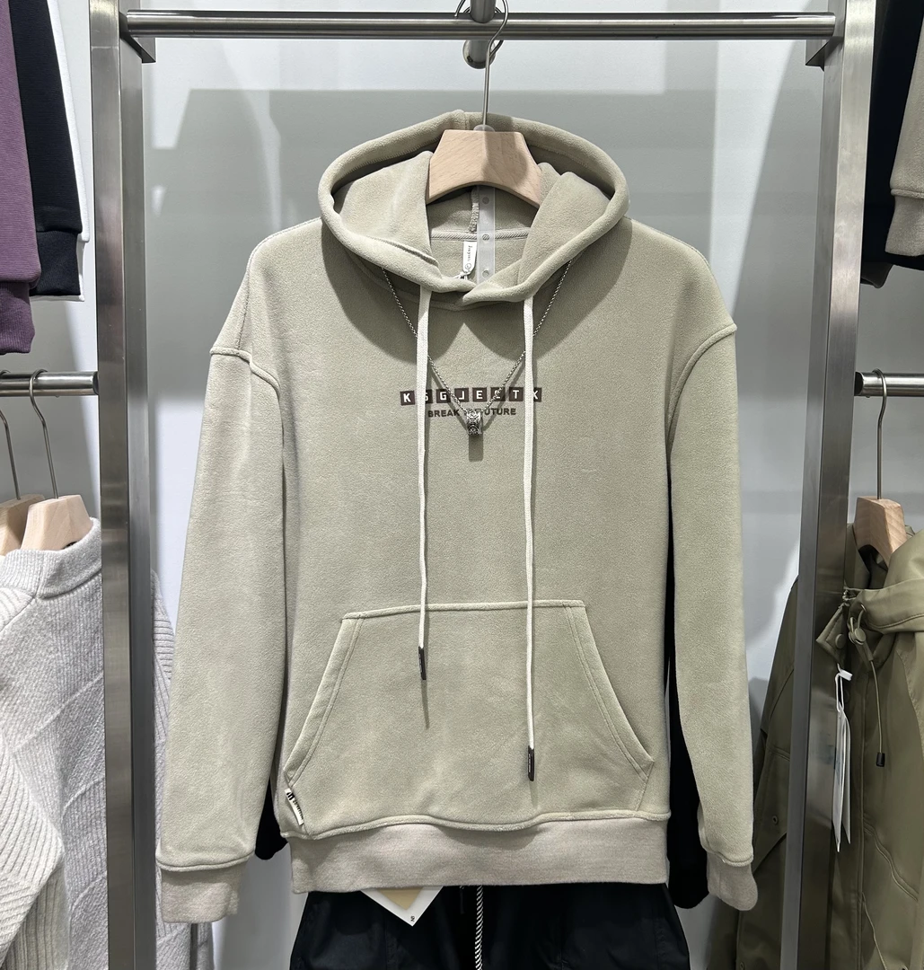 【双面加厚绒面连帽卫衣】男士时尚休闲灰色带帽套头潮流加绒百搭