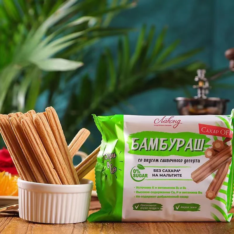 宝山俄罗斯进口拉迈尔0蔗糖奶油味巧克力味麦芽糖夹心谷物棒140g