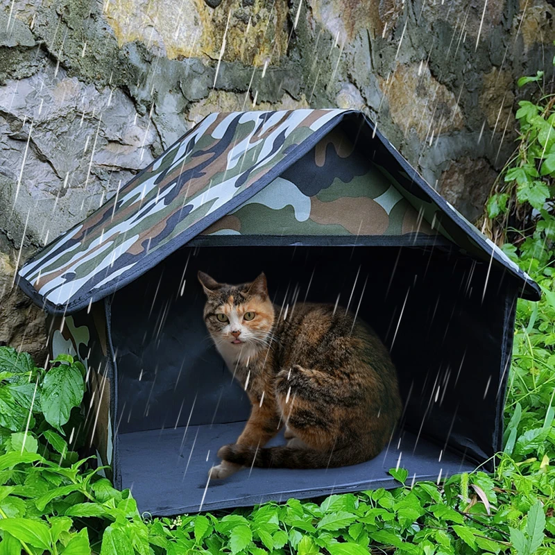 流浪猫户外宠物喂食屋遮雨棚遮阳防雨棚室外防积水猫屋猫窝夏季