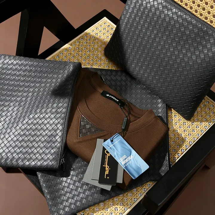 意大利高奢立体编织夏季液氨棉纯色基础百搭男士圆领短袖T恤-2813