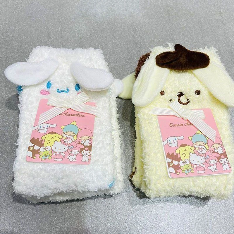 冬季加厚毛绒袜子女中筒袜可爱卡通珊瑚绒睡眠袜防寒三丽欧地板袜