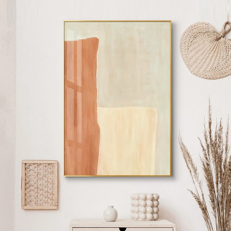 北欧莫兰迪奶油风暖色原木风客厅沙发背景墙挂画玄关过道壁画