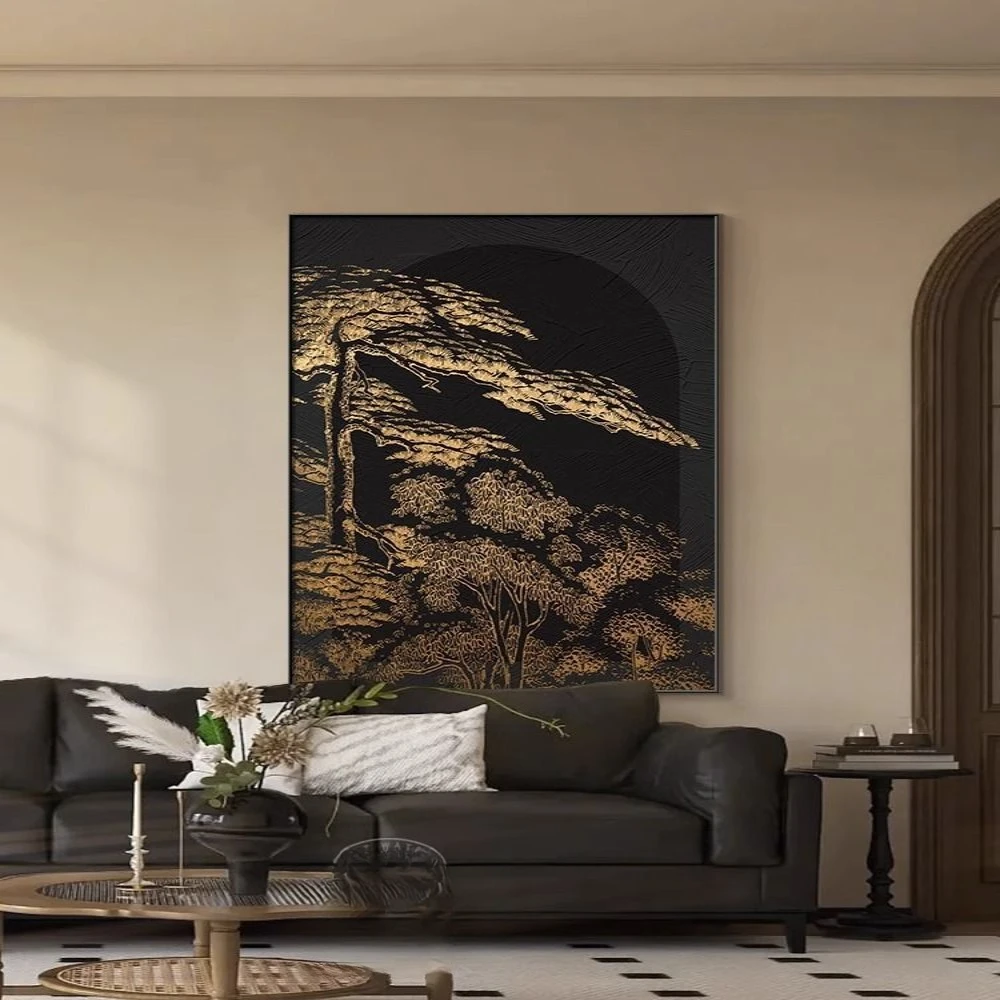 沙发背景墙挂画中古风仙鹤客厅装饰画简约抽象艺术壁画