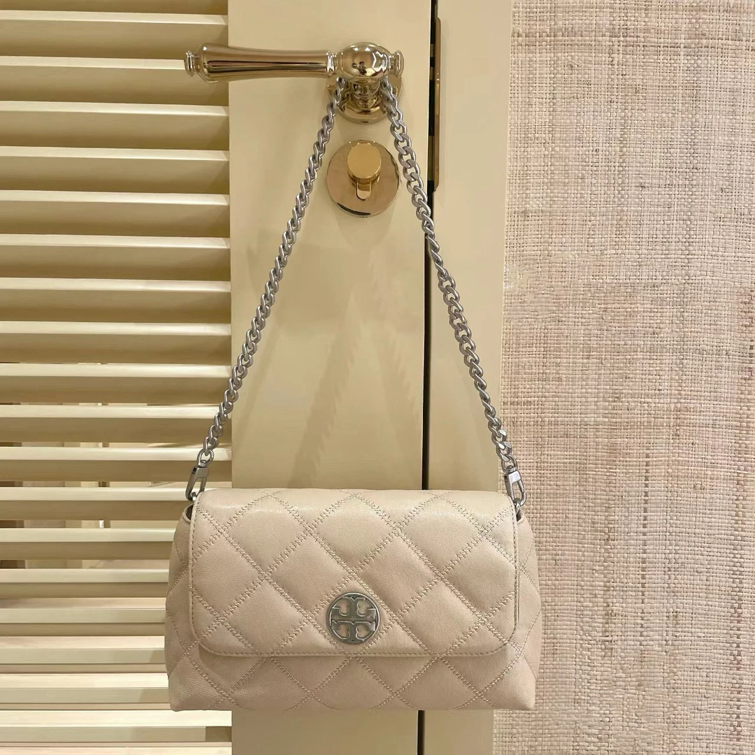 TORY BURCH/汤丽柏琦Willa 24 法棍包腋下包链条包珍珠皮单肩斜挎