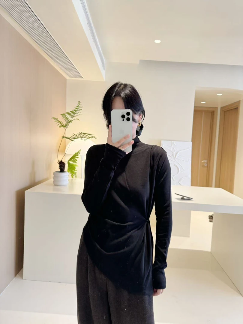 MOREYOUNG李李家加绒小高领斜扣两穿小衫5117