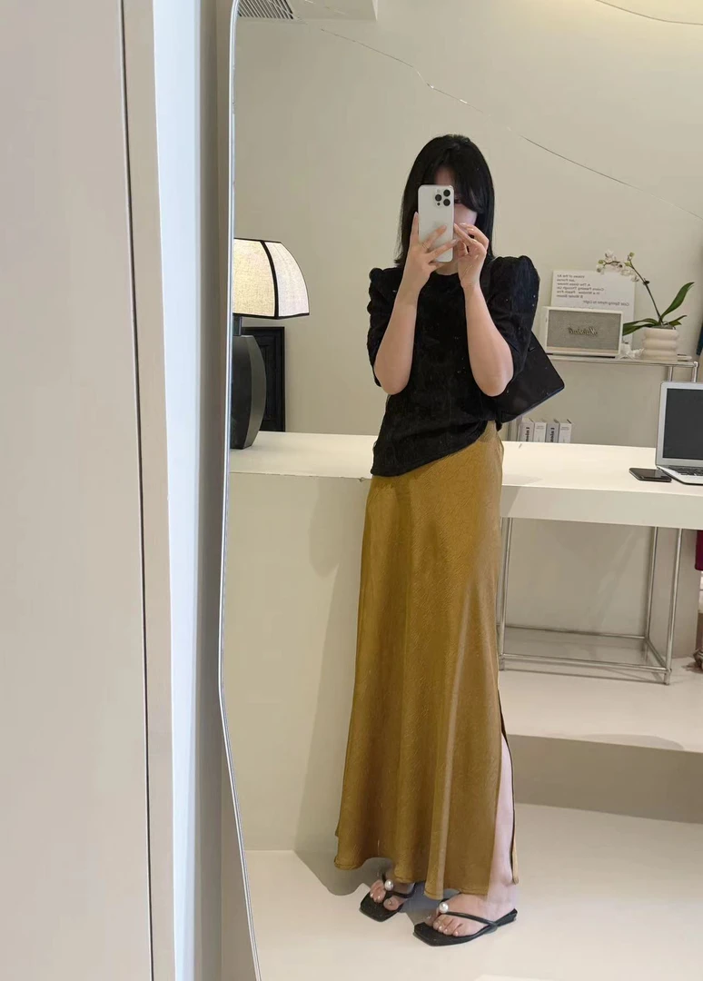 MOREYOUNG沫漾家侧开叉加长鱼尾半裙4253