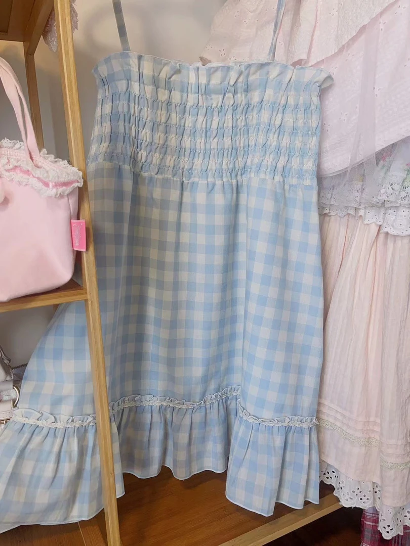 日系可爱甜美粉色蕾丝连衣裙