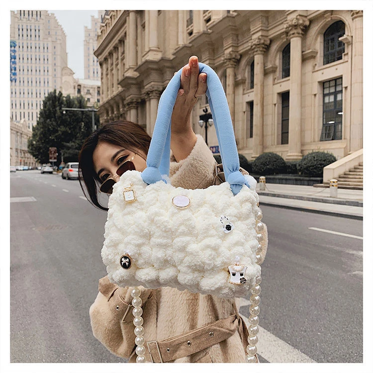 棉花糖云朵包diy手工编织包包冰条毛线材料包自制礼物送女友闺蜜